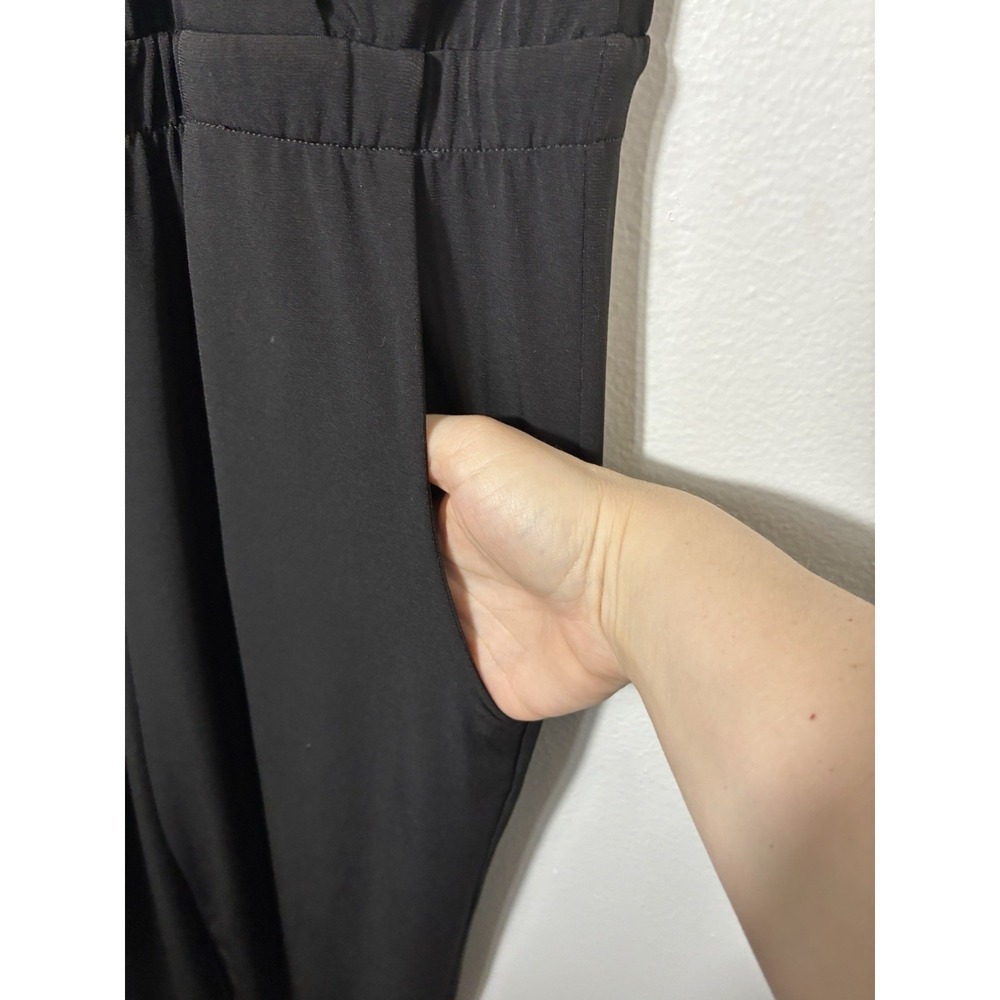 Veronica M Black Stretch Jogger Jumpsuit Sleeveless Women's S Minimalist Goth - Picture 5 of 11